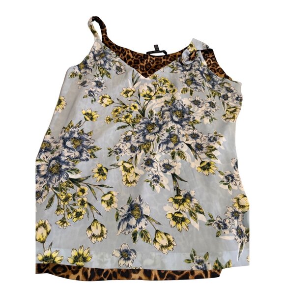WHBM Reversible Leopard & Floral Satin Blouse Top XL Ultimate Tank cottage core - Picture 8 of 14